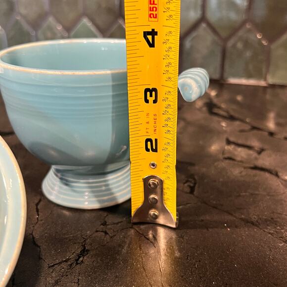 Vintage Fiesta Turquoise Blue Sugar Bowl with Lid Homer Laughlin - Picture 6 of 7